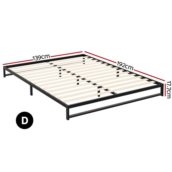 Metal Bed Frame Bed Base Mattress Platform Black BERU – DOUBLE