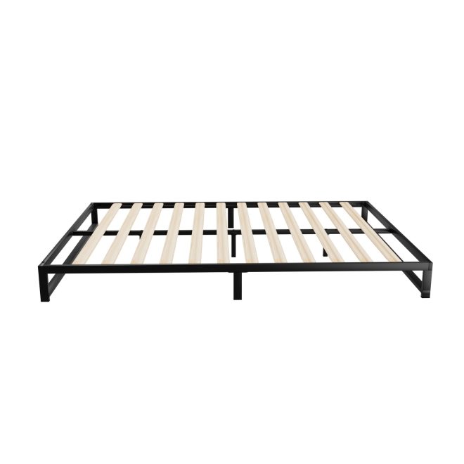 Metal Bed Frame Bed Base Mattress Platform Black BERU – DOUBLE