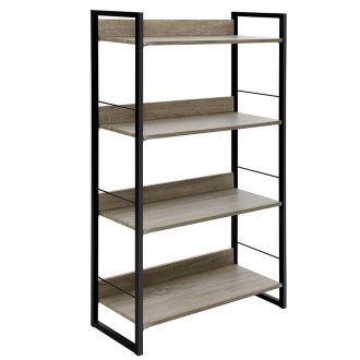 Bookshelf Display Shelves Metal Bookcase Wooden Book Shelf Wall Storage