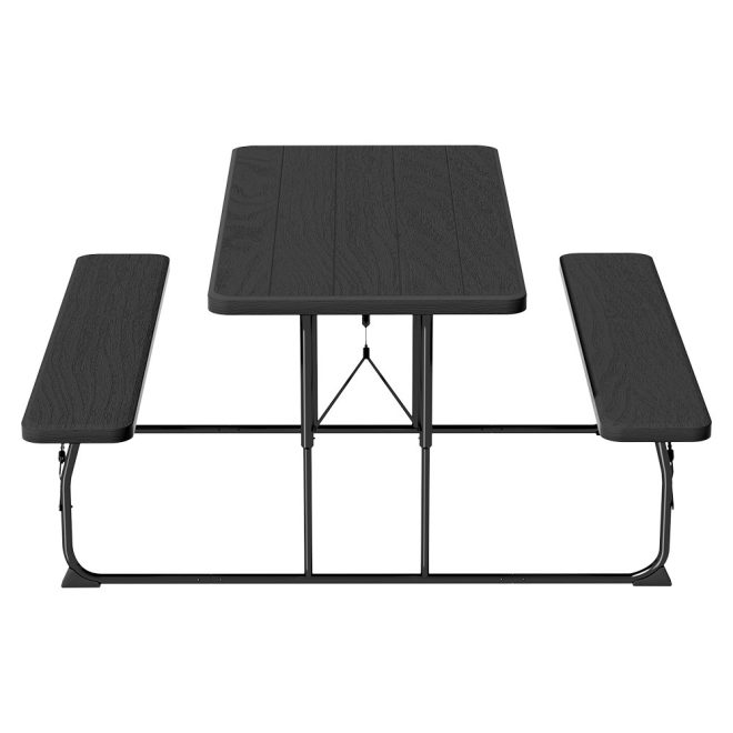 3 PCS Outdoor Dining Set Picnic Patio Bench Set Camp Folding Table HDPE