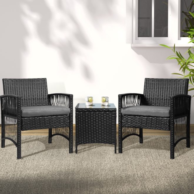 Patio Furniture Outdoor Bistro Set Dining Chairs Setting 3 Piece Wicker