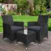 3 Piece Wicker Outdoor Furniture Set – Black