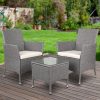 3 Piece Wicker Outdoor Furniture Set – Grey