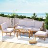 6pcs Outdoor Sofa Set 5-Seater Wooden Lounge Setting Garden Table Chairs