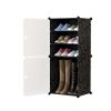 4 Tier Shoe Rack Organizer Sneaker Footwear Storage Stackable Stand Cabinet Portable Wardrobe with Cover – 1