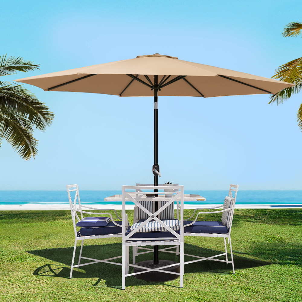 Outdoor Umbrella 3m Base Beach Pole Garden Tilt Sun Patio UV