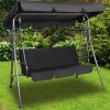 Milano Outdoor Swing Bench Seat Chair Canopy Furniture 3 Seater Garden Hammock – Black