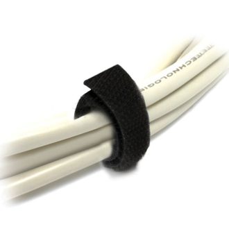 8WARE 25m x 12mm Wide Velcro Cable Tie Hook & Loop Continuous Double Sided Self Adhesive Fastener Sticky Tape Roll Black
