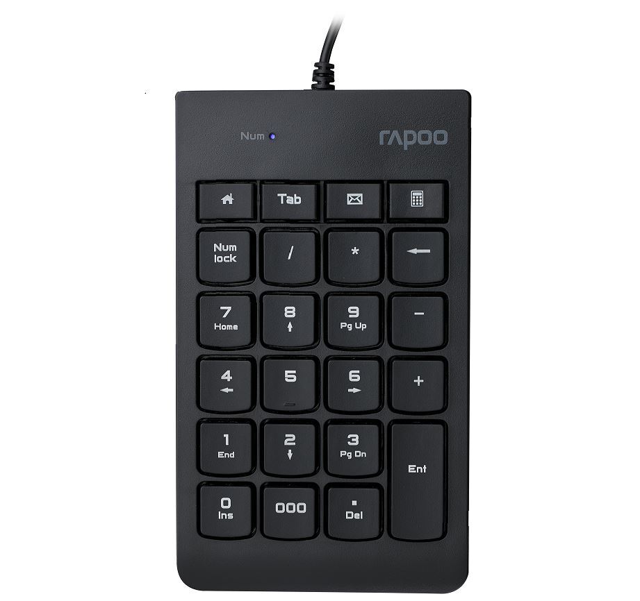 RAPOO K10 Wired Numeric NumberPad Keyboard – Spill Resistant Design, Laser Carved Keycap, Spill-Resistant Design, Easy Installation