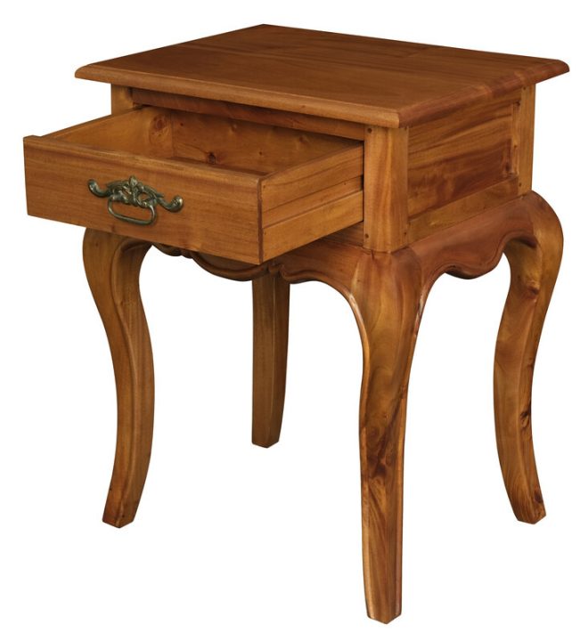 French Provincial 1 Drawer Lamp Table – Light Pecan