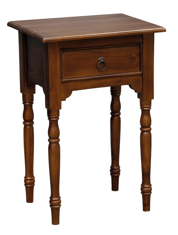 Milly Turn Leg 1 Drawer Side Table – Mahogany