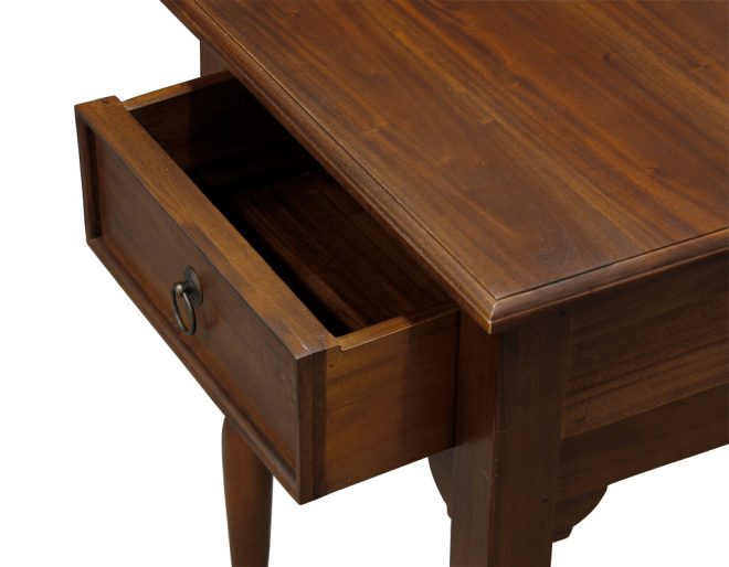 Milly Turn Leg 1 Drawer Side Table – Mahogany