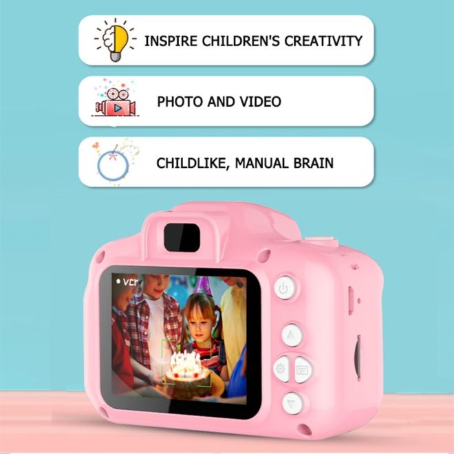 Mini Digital Children Camera Kids Camera 2.0″ LCD Toy 32G Card HD. – Pink