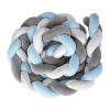 4M Kid Cot Bumper Braid Pillow Nursery Newborn Crib Bed Padded Protector Décor – Grey and White and Blue