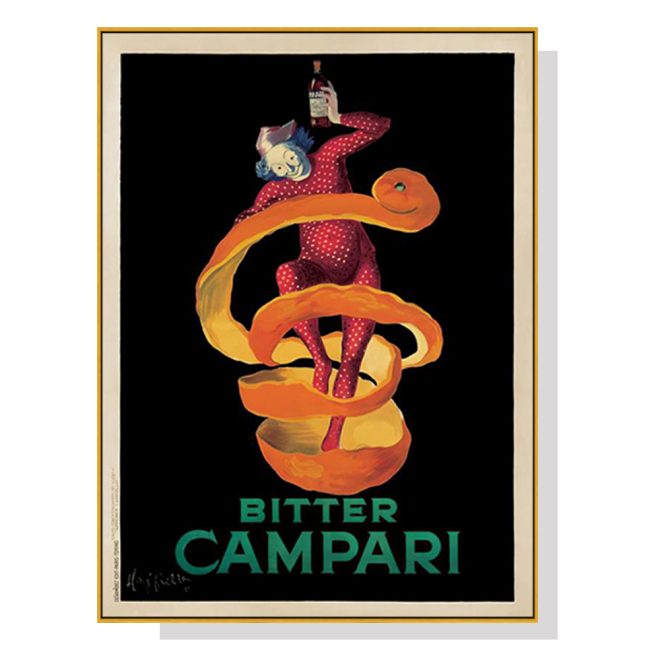 Bitter Campari Gold Frame Canvas Wall Art – 50×70 cm