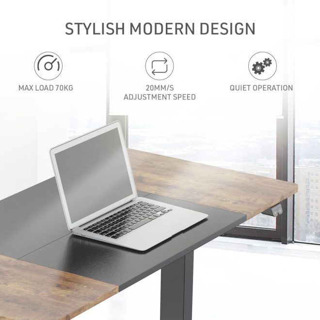 FORTIA Sit Stand Standing Desk, 72-118cm Height Adjustable, 70kg Load, Frame – 120×60 cm, Oak and Black
