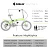 VALK Shuttle 5 Electric Folding Bike, Gen II, 20″ Tyres, Shimano 7-Speed – Lime Green