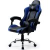 OVERDRIVE Conquest Series Reclining Gaming Ergonomic Office Chair with Lumbar and Neck Pillows – Black and Blue