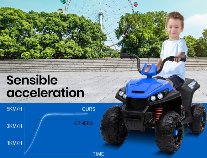 ROVO KIDS Electric Ride On ATV Quad Bike Battery Powered – Blue, 25W