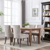 2X Solid Wood Fabric Upholstered Dining Chair Luxury Accent Chairs with Nailhead – Beige