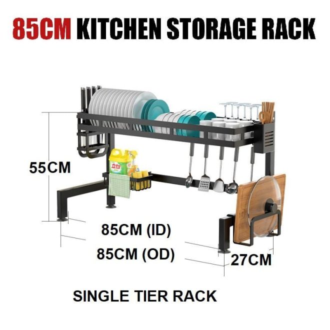 Over Sink Dish Drying Rack Kitchen Drainer Storage Holder Bowl Organiser – 2 Tier