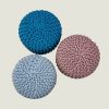 Kids Hand Knitted Cotton Braided Foot Rest Sitting Stool Ottoman – Blue