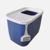 XXL Top Entry Cat Litter Box No Mess Large Enclosed Covered Kitty Tray – Dark Blue