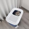 XXL Top Entry Cat Litter Box No Mess Large Enclosed Covered Kitty Tray – Dark Blue