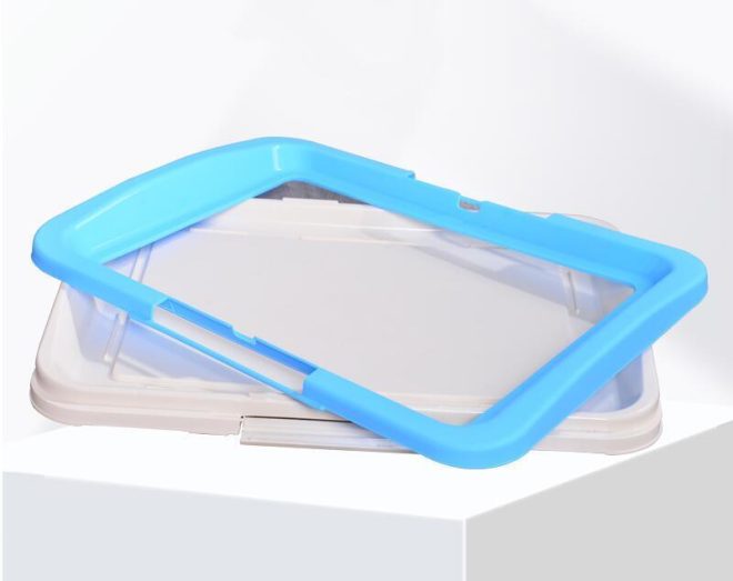 Large Portable Dog Potty Training Tray Pet Puppy Toilet Trays Loo Pad Mat – Blue