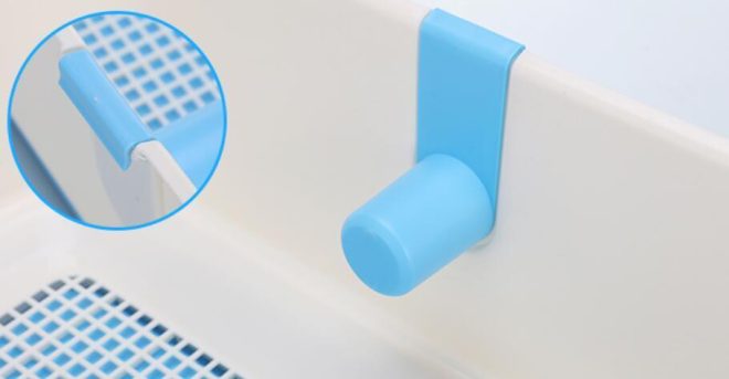 Medium Portable Dog Potty Training Tray Pet Puppy Toilet Trays Loo Pad Mat With Wall – Blue