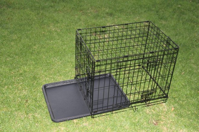 Collapsible Metal Dog Cat Crate Cat Rabbit Puppy Cage With Tray – 60x45x51 cm