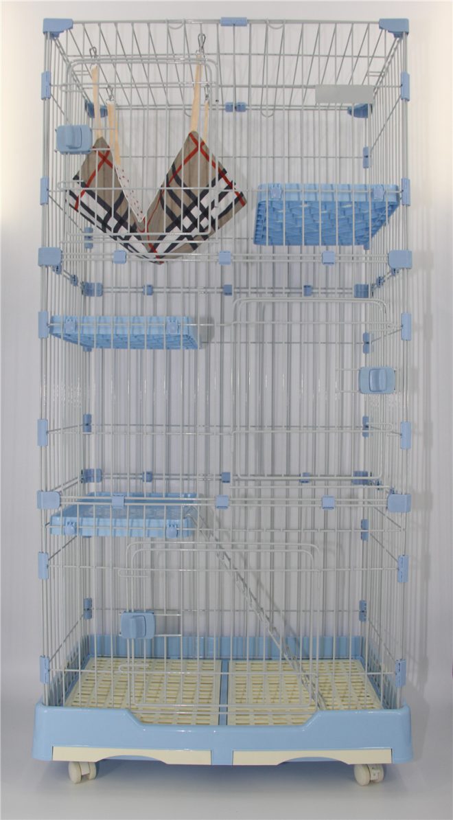 179 cm Pet 4 Level Cat Cage House With Litter Tray & Wheel 82x57x179 CM – Blue
