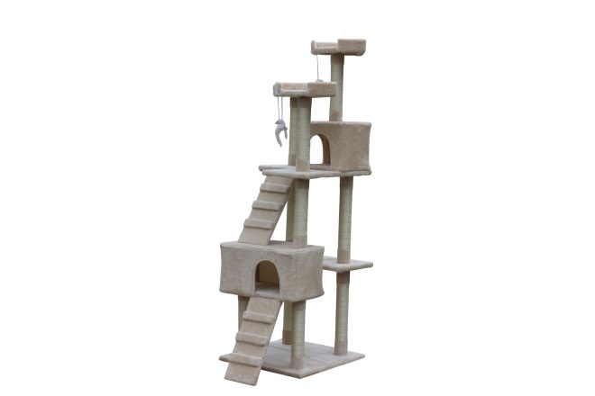 180 cm Cat Kitten Scratching Post Tree W ladder – Beige