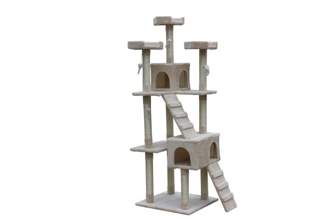180 cm Cat Kitten Scratching Post Tree W ladder – Beige