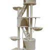 YES4PETS 244 cm XL Multi Level Cat Scratching Post Tree Scratcher Pole – Beige