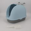 Portable Hooded Cat Toilet Litter Box Tray House with Handle and Scoop – Blue