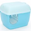 XL Portable Hooded Cat Toilet Litter Box Tray House with Handle and Scoop – Blue