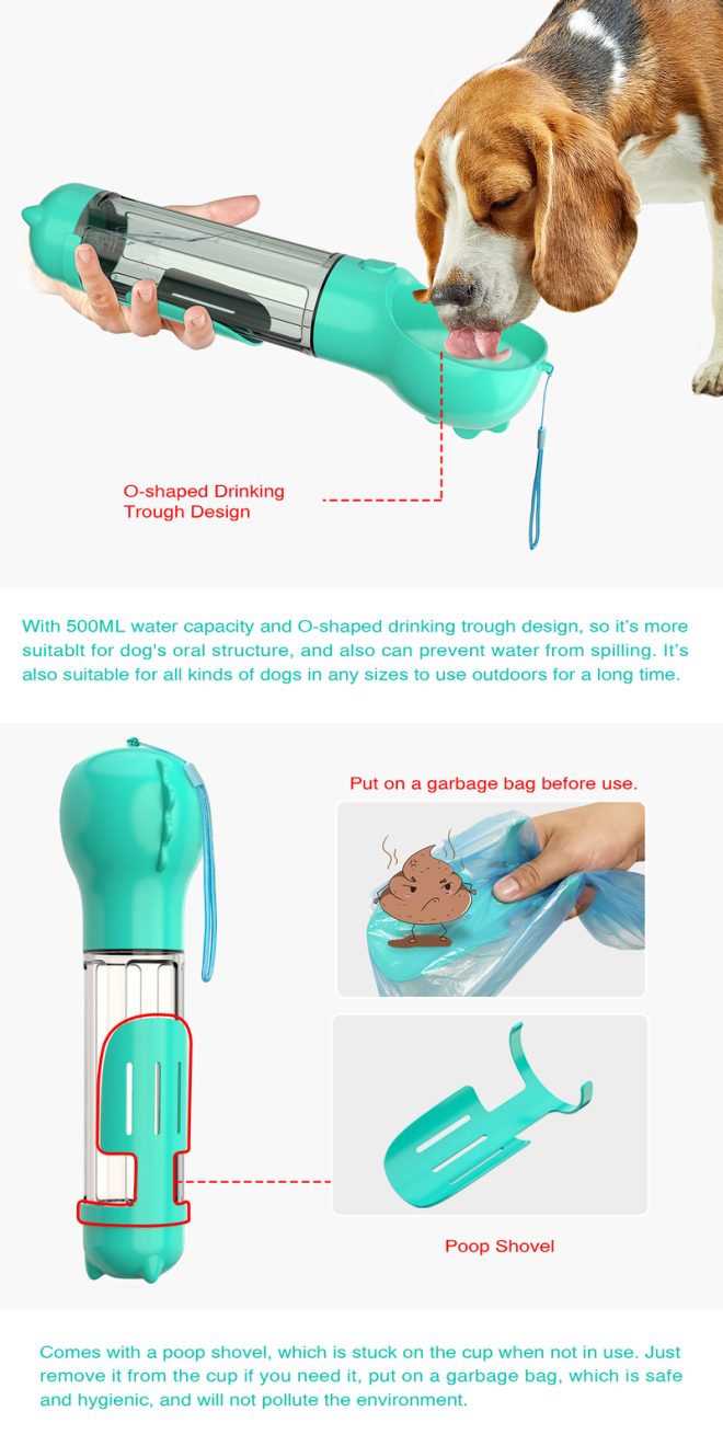 4 in 1 Portable Pet Dog Puppy Cat Drinking Mug Water Feeder Bottle Valve Travel Bottle – Blue