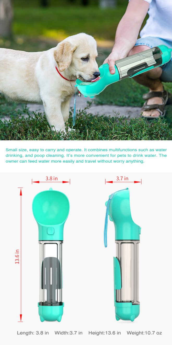 4 in 1 Portable Pet Dog Puppy Cat Drinking Mug Water Feeder Bottle Valve Travel Bottle – Blue