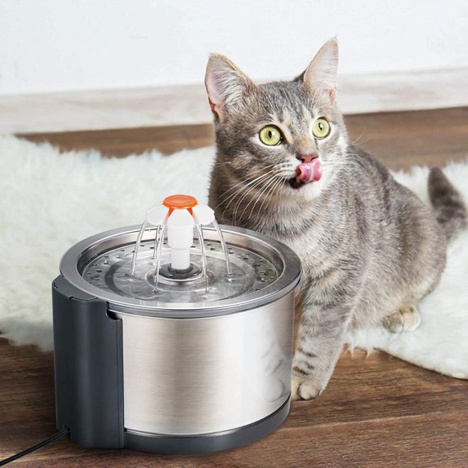 YES4PETS Automatic Electric Pet Water Fountain Dog Cat Stainless Steel Feeder Bowl Dispenser