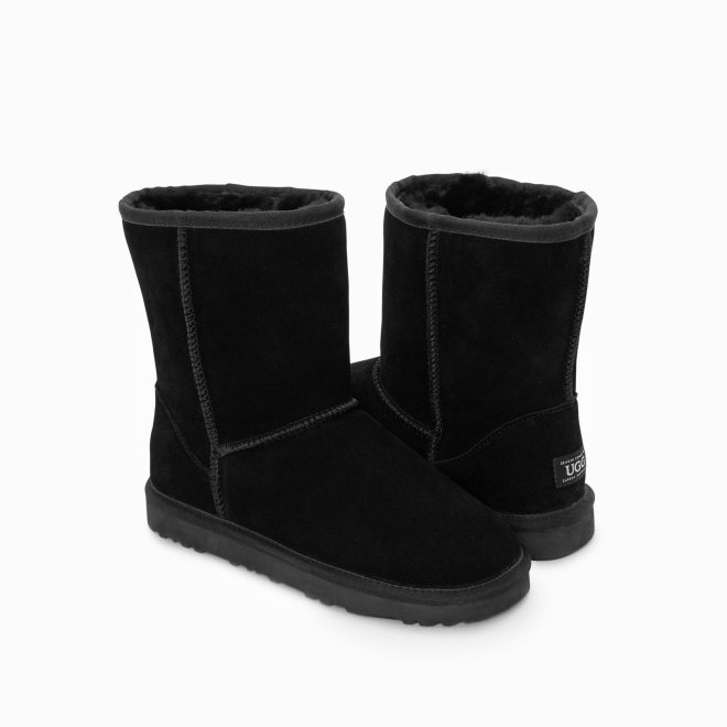 Ugg Boots Genuine Australian Sheepskin Unisex Short Classic Suede (Black) – 35