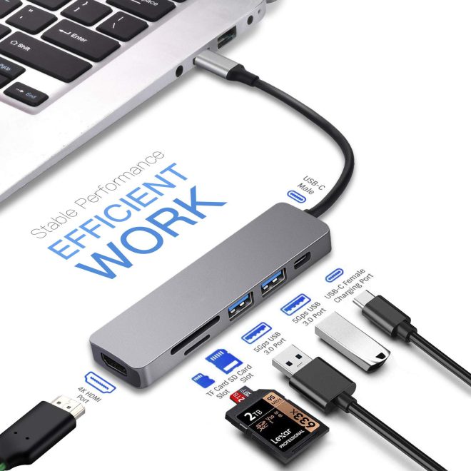 7 in 1 USB C Hub Adapter USB C 4K HDMI USB3.0 SD/TF Card Reader Dongle USB C Laptops MacBook