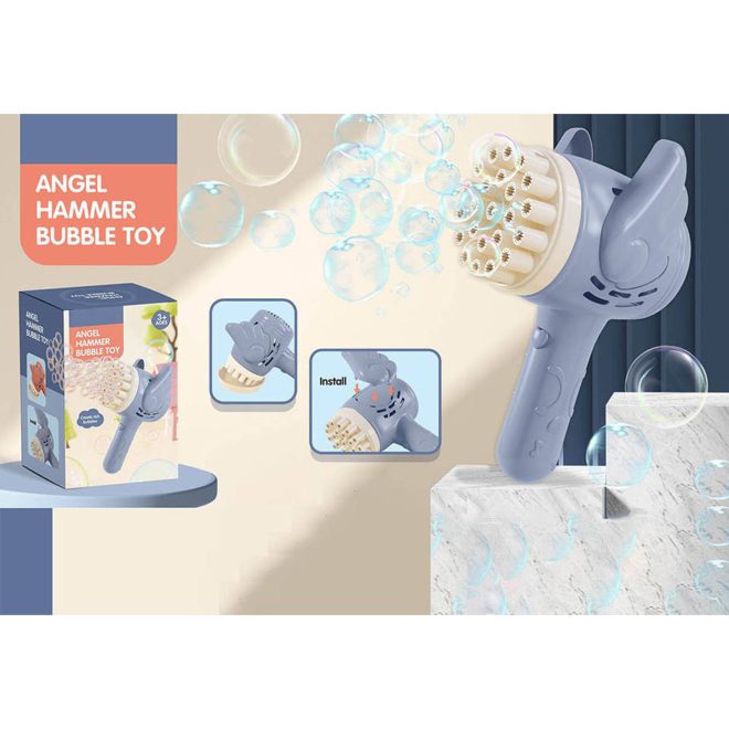 23-Hole Angel Bubble Hammer Gatling Bubble Machine Children’s Electric Toy – Blue
