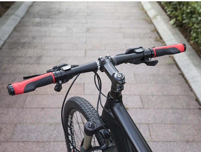 Bicycle Grips MTB Road Bike Double Lock Rubber Handlebar Grips Anti-Slip Rock Bros – Black