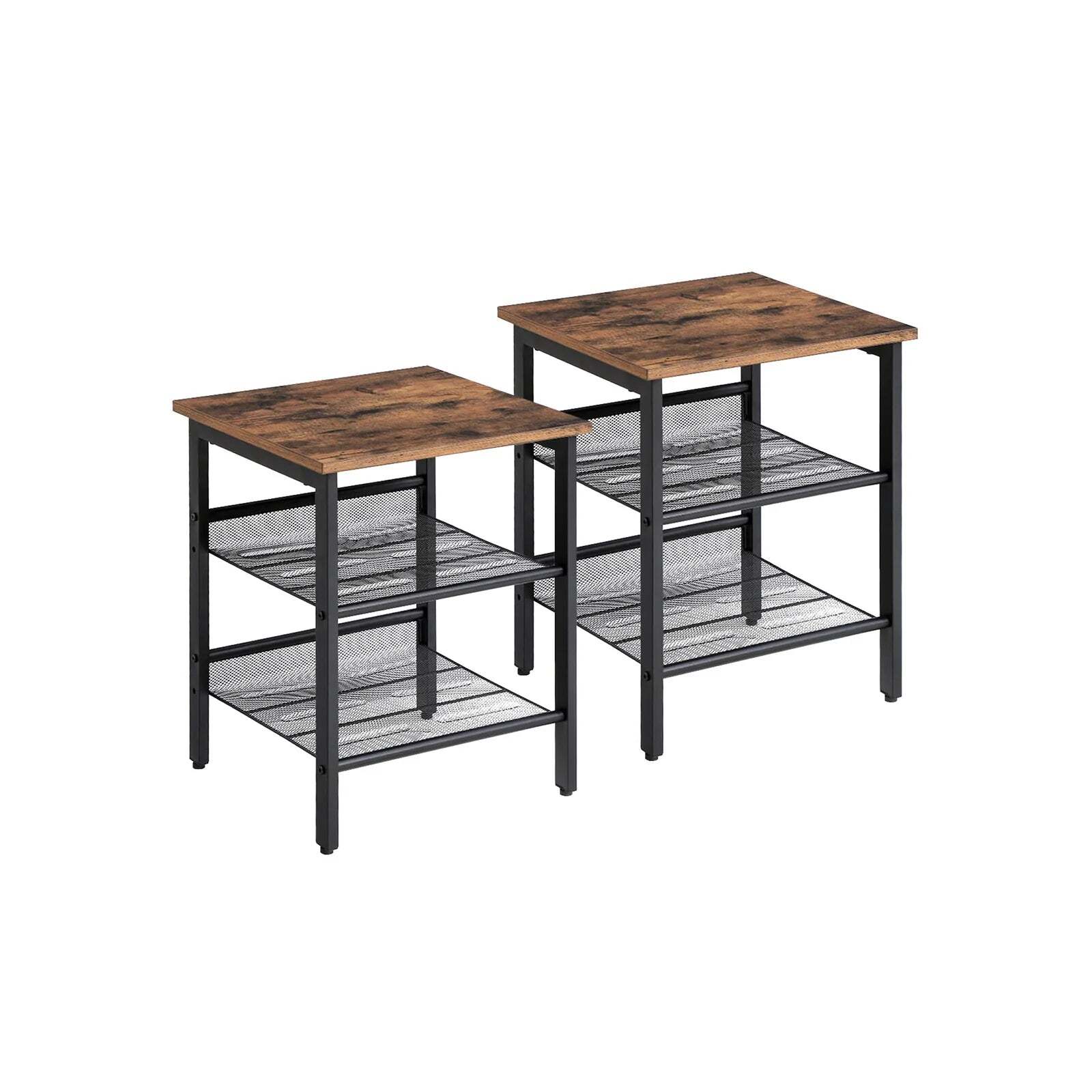 Olton Set of 2 Side Table with 2 Mesh Shelves