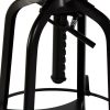 Industrial Wooden Height Adjustable Swivel Bar Stool Chair with Back – Black Rustic