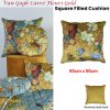 Bedding House Van Gogh Carre Fleuri Gold Square Filled Cushion 50cm x 50cm