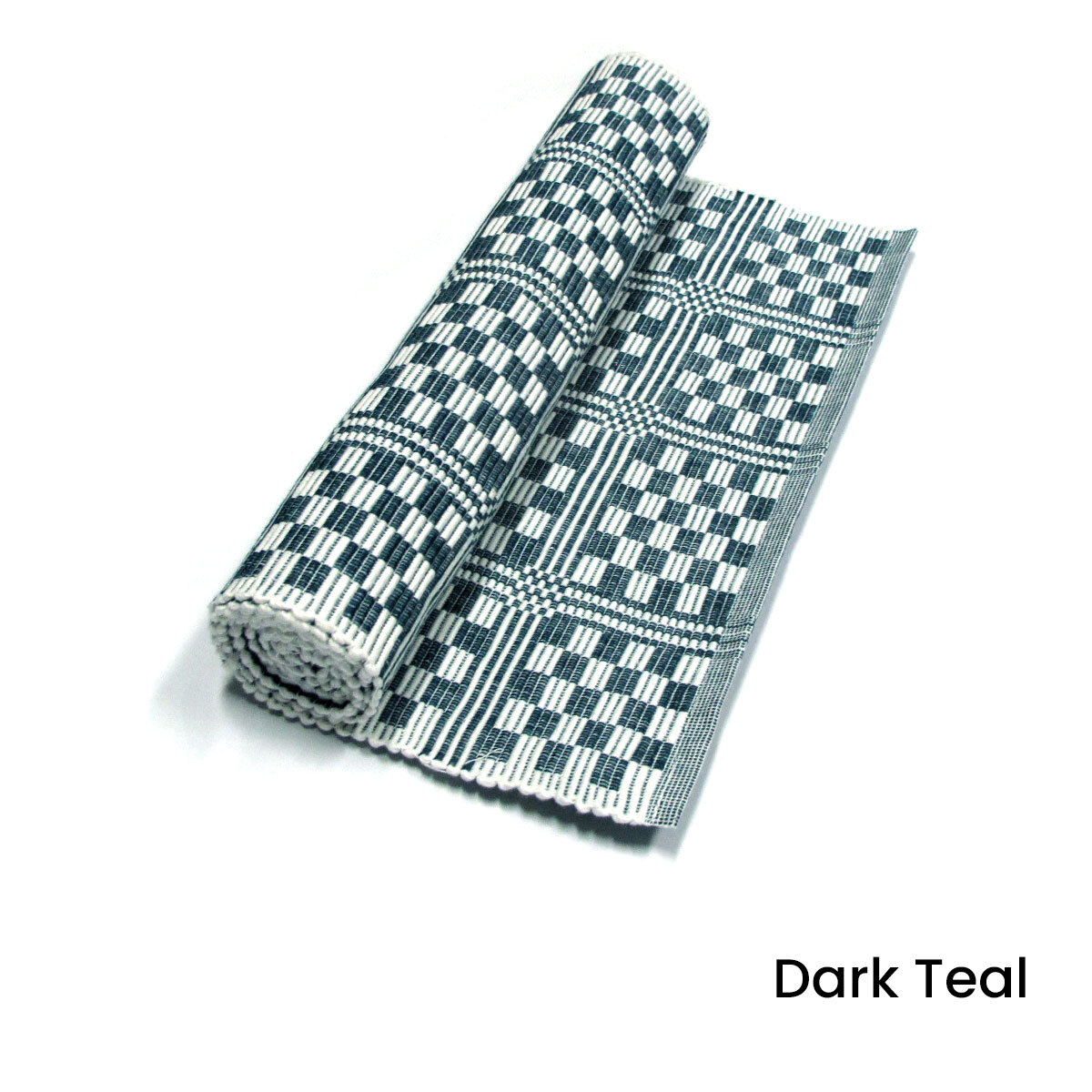 Checkered Cotton Ribbed Table Runner 33 x 150 cm Dark Teal