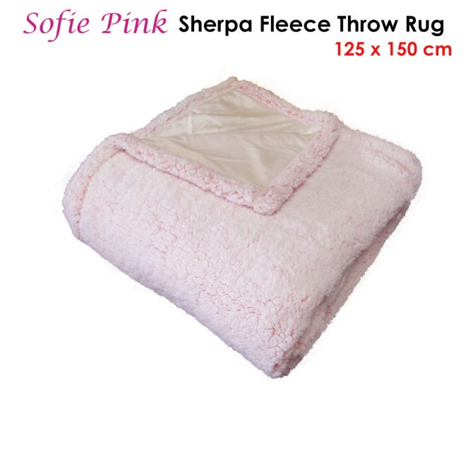 IDC Homewares Sofie Sherpa Fleece Throw Rug Pink