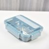 304 Stainless Steel 4 Divided Simple Lunch Box with a cultery set – Blue